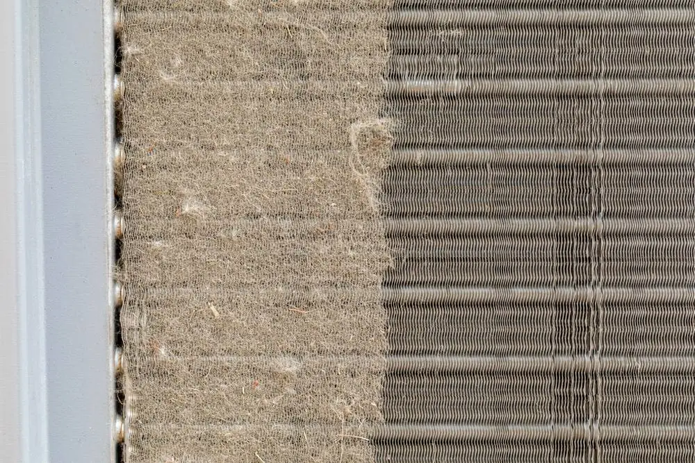 Dirty and cleaned coil condenser filter